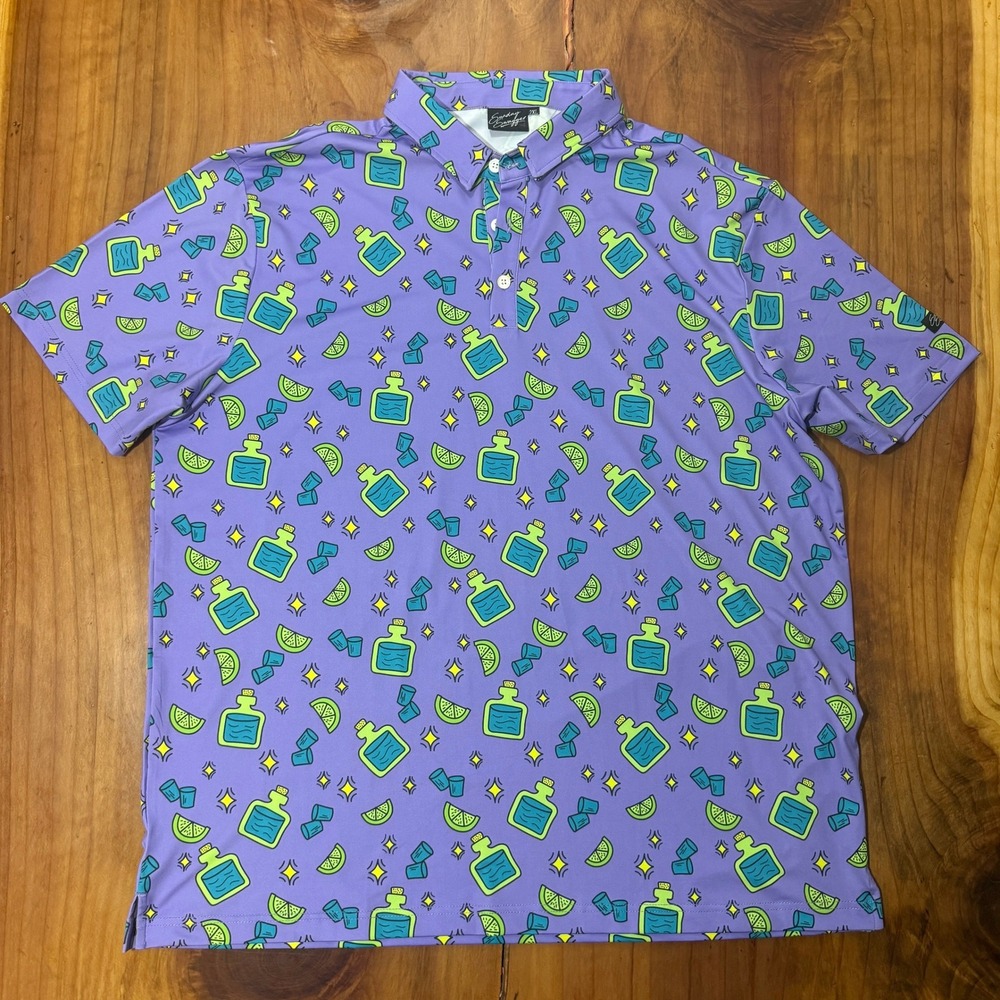 Sunday Swagger Polo Mens Shirt 2XL Tequila Lime Golf Short Sleeve Polyester GG8